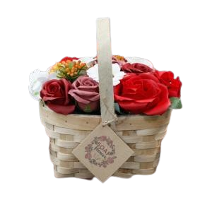 Bouquet de fleurs en savon  (panier en osier)